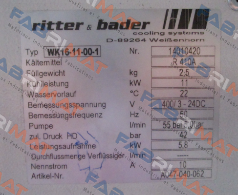 Ritter & Bader-A047-040-062 / WK16-11-00-1-R410A price