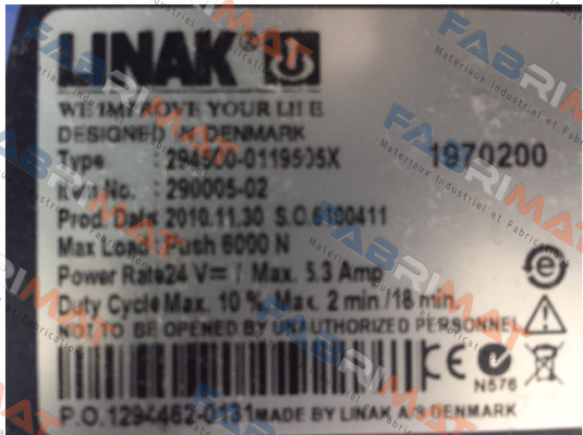 Linak-Part N: 290005-02, Type N: 294500-0119505X oem  price