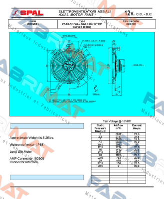 SPAL-VA13-AP70/LL-63A D330 12V price