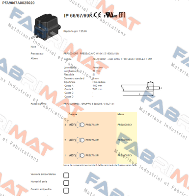 Ter Tecno Elettrica Ravasi-PFA9067A0025020 price