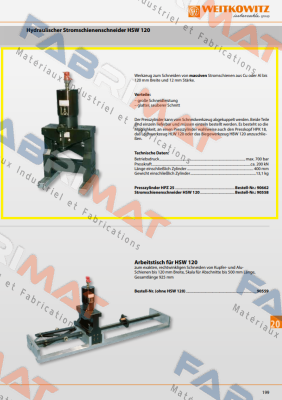 WEITKOWITZ-90558/Stromschienenschneider HSW 120 price