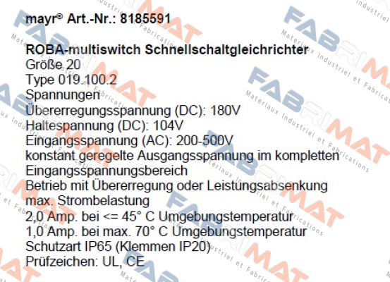 Mayr-8185591, 20 019.100.2 price