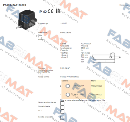 Ter Tecno Elettrica Ravasi-PFA9142A0103026  price