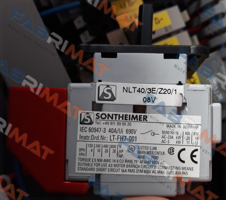 Sontheimer-NLT40/3E/Z20 /1 (3 polig) price