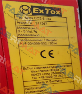 ExTox Gasmess-Systeme-SENS CO2-5-IR4 obsolete, replacement Sens CO2-5-IR2  price