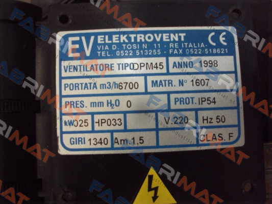 ELEKTROVENT-DPM45 - replaced with Type VN - Wall ER 454 M - 0.25 kW price