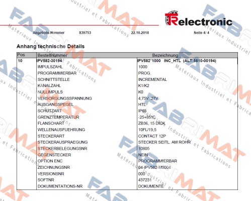 TR Electronic-IPV582*1000 INC-HTL price