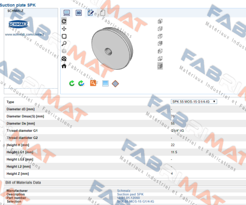 Schmalz-SPK 55 MOS EPDM-15 G1/4-IG price