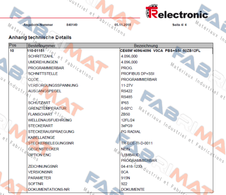 TR Electronic-110-01151 price