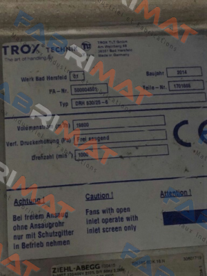 Trox Technik-DRH 630/25-6 - obsolete ,replaced by  DRVF 630/30- 8 price