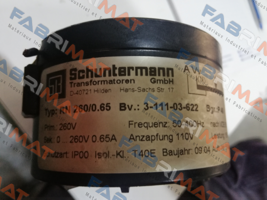 Schuntermann Transformatoren-Type: RN 260/0.65 price