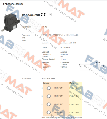 Ter Tecno Elettrica Ravasi-PFB9067L0075006 price