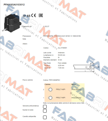 Ter Tecno Elettrica Ravasi-PFA9165A0103012 price