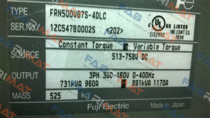 Fuji-Type: FRN500VG7S-4DLC S/N: 1ZC547B0002S 202  price