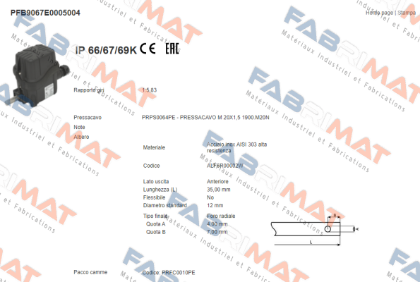 Ter Tecno Elettrica Ravasi-PFB9067E0005004 price