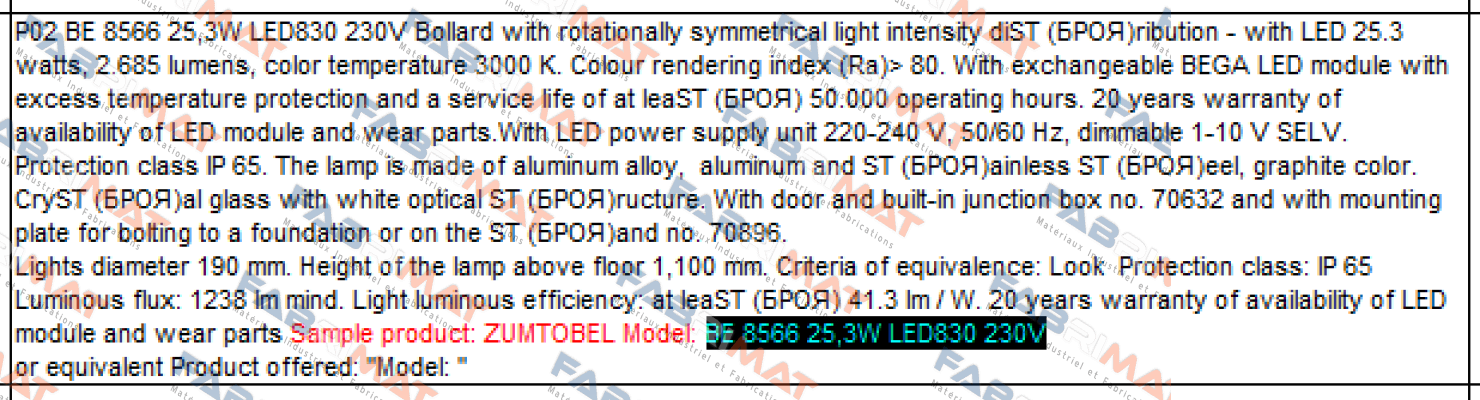 Zumtobel-BE 8566 25,3W LED830 230V  price