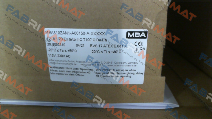 MBA Instruments-MBA810ZAN1-A00150-A-XXXXX (1213568) price