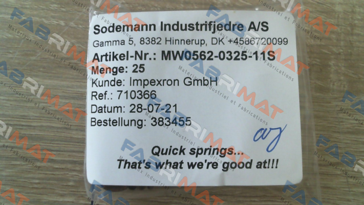 Sodemann-MW0562-0325-11S price