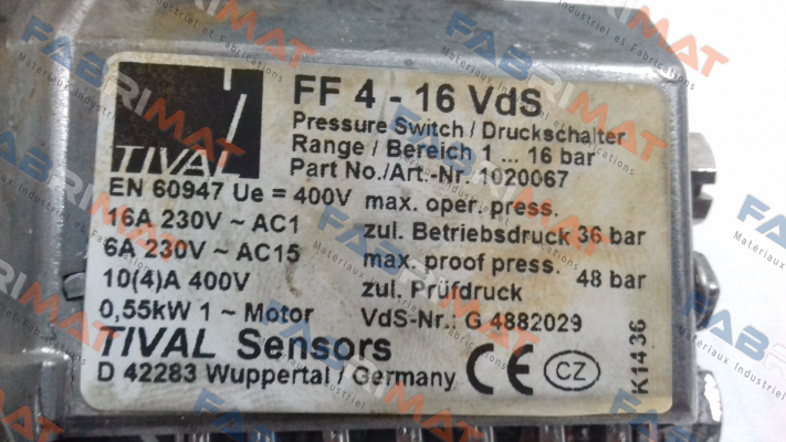 Tival-Sensors-P/N: 1020067, Type: FF 4-16 VdS DAI VdS price