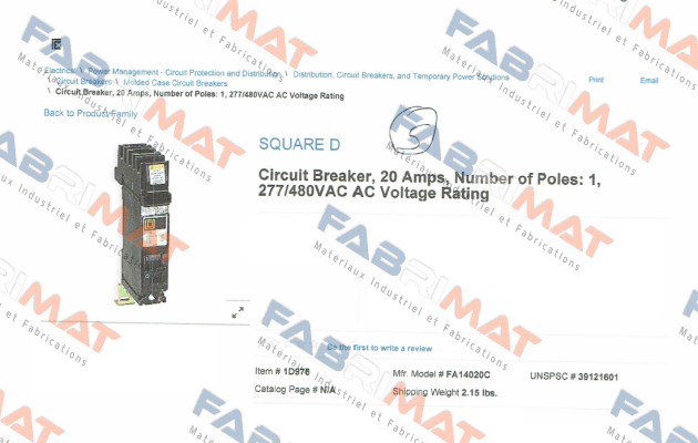 Square D (Schneider Electric)-FA14020C  price