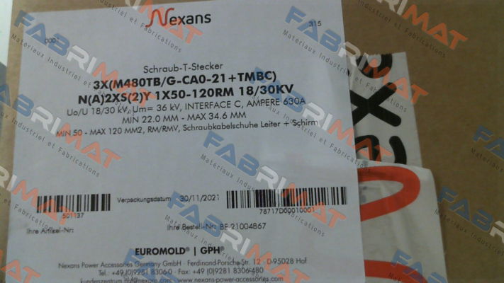 EUROMOLD-P/N:501137; Type:3X(M480TB/G-CA0-21+TMBC) price